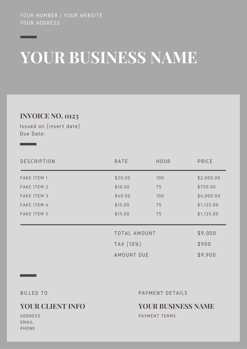 sample invoice 