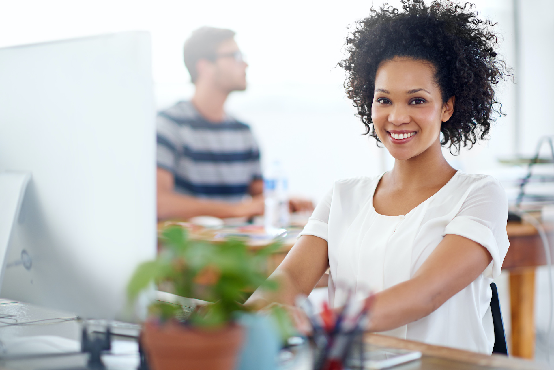 Virtual Assistant for cleaning company happy at work