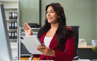 Business leader coordinating virtual support solutions after company layoffs