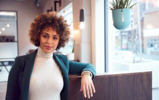 happy interior designer after delegating.